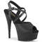 Босоножки Pleaser Delight-624-1, каблук 15 см, босоножкии с перекрещивающимися ремешками на щиколотке, высота 3,5 см, чёрная искусственная кожа