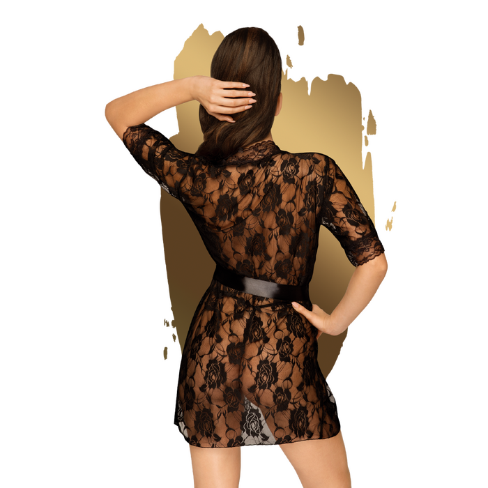 Кружевной халат Penthouse Sweet retreat black (XL)