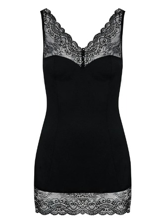 Сорочка с кружевной отделкой Obsessive Miamor Сhemise черная, S/M