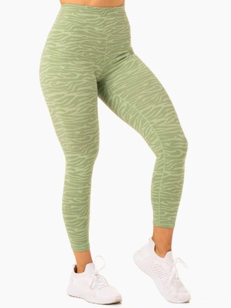 Леггинсы Transform High Waisted Leggings - Jade Green Zebra