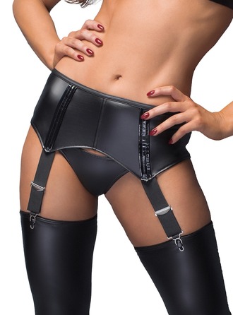 Пояс для чулок виниловый Noir Handmade F034 черный, L