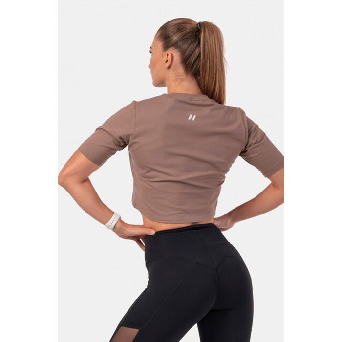 Топ Minimalist Logo NEBBIA crop top 600 Brown