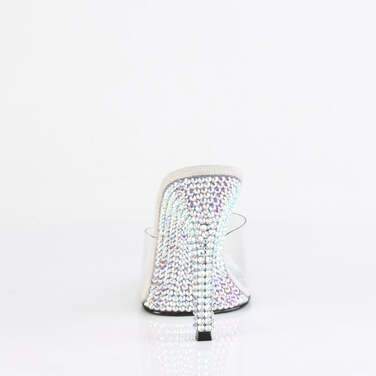 Шльопанці Gala-01DML на підборах 4 1/2 дюйма з великим (4 мм) RS, прозорі/сріблясті AB RS