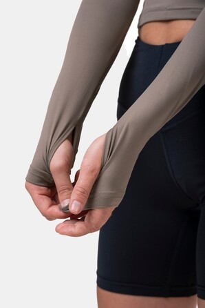 ТОП LONG SLEEVE THUMBHOLE SPORTY CROP TOP MOCHA 585