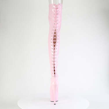 Сапоги Adore-3850, каблук 7 дюймов, высота ботинок 6 см, шнуровка сзади, эластичные сапоги до бедра, молния сбоку, нежно-розовый лак