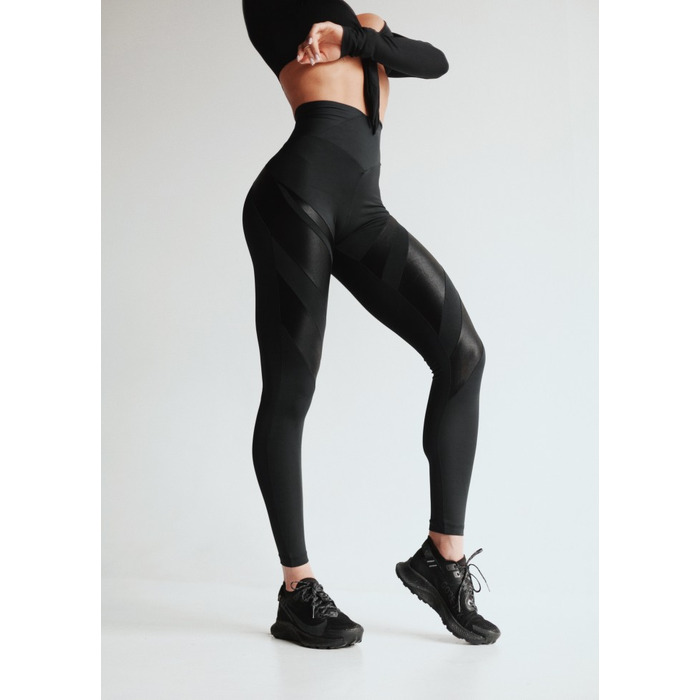Леггинсы BLACK LEGGINGS WITH V WAISTBAND AND SHINE DETAIL