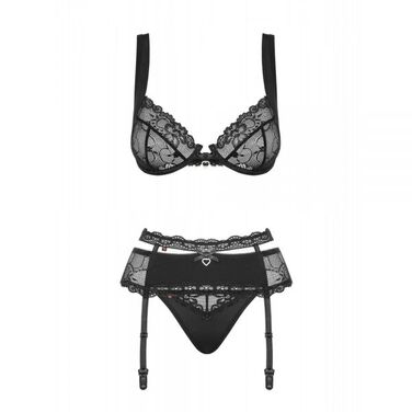 Комплект Obsessive Heartina 3 pcs set black S/M