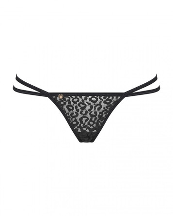 Трусики стрінги з ланцюжками Obsessive Pantheria thong black L/XL