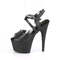 Босоніжки Pleaser Adore-724 на підборах 7 дюймів, з відкритим носком 2 3/4 дюйма та перехресними ремінцями, чорні, веганська шкіра/чорний колір