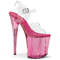 Босоножки Pleaser Flamingo-808T. Каблук 8 дюймов, ремешок на щиколотке 4 дюйма, тонированный PF. Цвет: прозрачный/розовый.