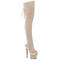 Сапоги Pleaser Spectator-3030, каблук 7 дюймов, 3-дюймовые текстурированные PF-сапоги со шнуровкой сзади, молния сбоку, бежевая искусственная кожа/прозрачно-бежевый