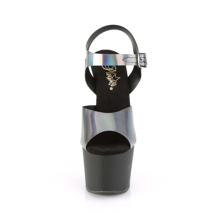 Босоніжки Adore-708N-DT *7 дюймів на підборах, 2 3/4 дюйма з ремінцем на щиколотці, сірі/чорні