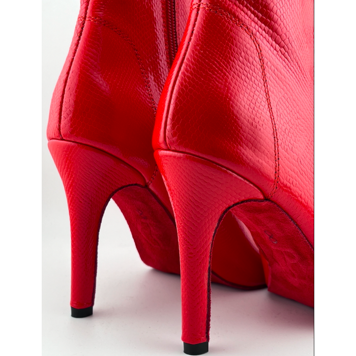 Профессиональные ботильоны для High Heels Premier из натуральной кожи, модель 'Красная змея', с открытым носком и шнуровкой, красный цвет