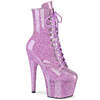 Ботинки Adore-1020GP *7-дюймовый каблук, 2 3/4-дюймовые ботинки с PF шнуровкой спереди, молния сбоку, сиреневый блестящий лак