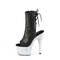 Ботильоны Pleaser Adore-1018LG с каблуком 7 дюймов, открытым носком и пяткой 2 3/4 дюйма, молнией сбоку, чёрная искусственная кожа/серебристый цвет