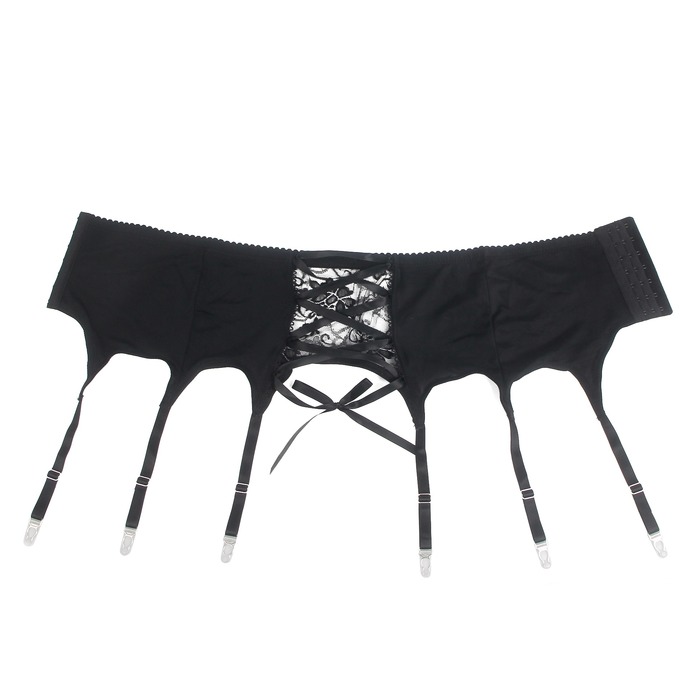 Мужской пояс кружевной с подвязками Star Night черный, M