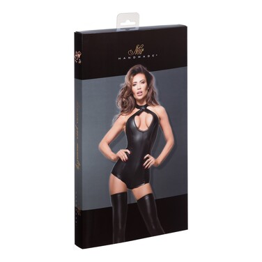 Боди с ошейником F169 Noir Handmade M