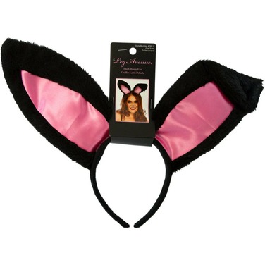 Ушки кролика One Size Plush Bunny Rabbit Ears Headband от Leg Avenue, розово-черные