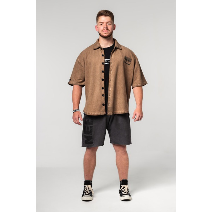 Сорочка Nebbia Washed-off Oversized Shirt 90s THROWBACK Light Brown 347