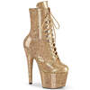 Ботинки Adore-1020GP *7 дюймов, каблук, 2 3/4 дюйма, шнуровка спереди, боковая молния, золотистый цвет