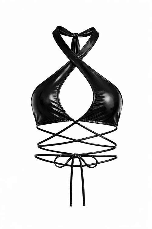 Twist & Tie top BLACK LATEX- ЧОРНИЙ ЛАТЕКС
