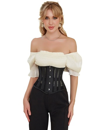 Корсет из сетки Star Night Steel Bones Grid Corsets с крючками и шнуровкой, черный, L (без коробки)