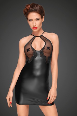 Сексуальна чорна сукня, що облягає Noir Handmade F185 з прозорим бюстом, L