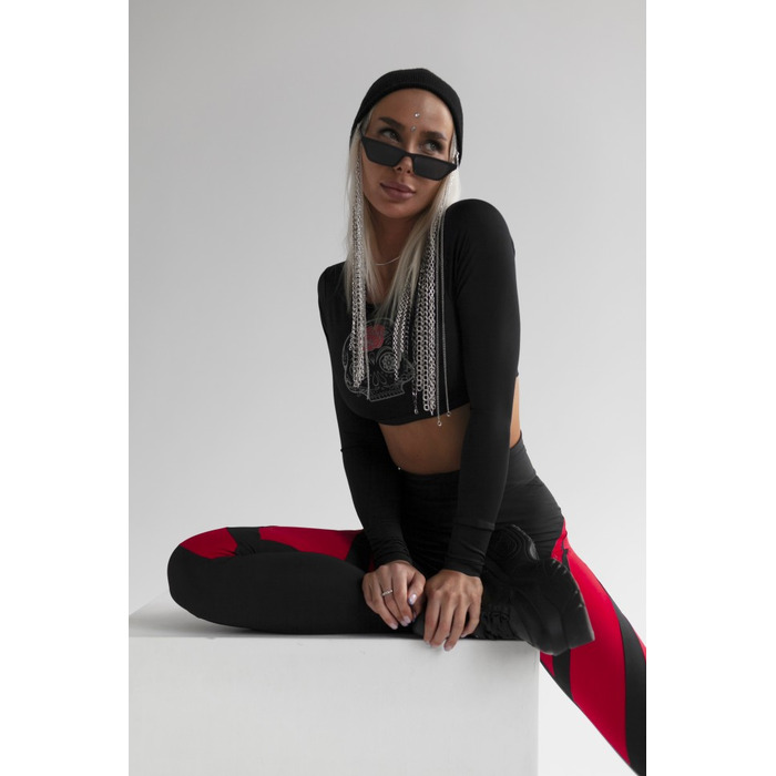 Топ LONG SLEEVE BLACK TOP WITH SKULL