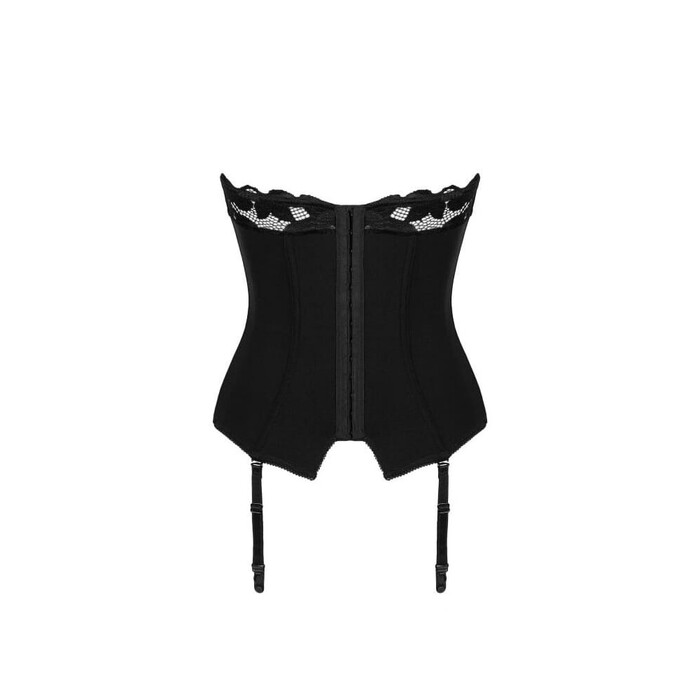 Корсет с кружевными чашками Obsessive Editya и пажами для чулок, черный, XS/S