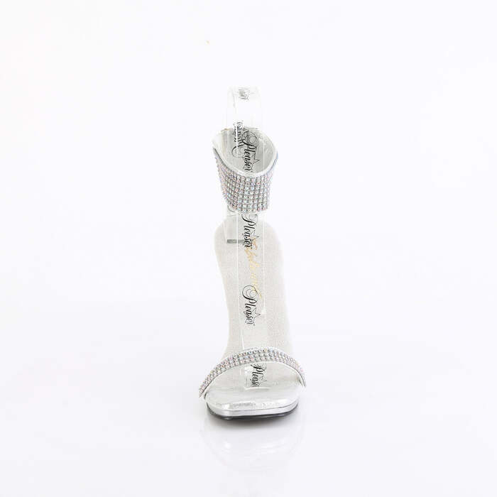 Босоножки Chic-40, каблук 4 1/2 дюйма, ремешок на щиколотке шириной 1/4 дюйма, с ремешком на щиколотке, молния сзади, серебристые