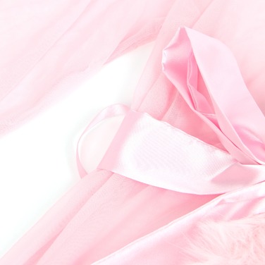 Халатик напівпрозорий Star Night з імітацією хутра та поясом, рожевий, M-L