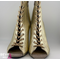 Професійні хілси для танців High Heels із натуральної шкіри Premier золотого кольору з язичком. Професійне взуття для сучасних танців з відкритим носком та шнурівкою. Ботильйони для High Heels (хай хілс)., Золотий натуральна шкіра, З язичком