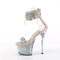 Босоніжки Pleaser Sky-327RSI *7 дюймів на підборах, 2 3/4 дюйма з манжетою на щиколотці PF, ззаду блискавка, сріблясті/нюдово-сріблясті