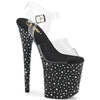 Босоніжки Pleaser Stardance-808 на підборах 8 дюймів, босоніжки з ремінцем на щиколотці 4 дюйми, прозорі/різнокольорові стрази