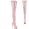 Boots Pleaser Delight-3027, каблук 6 дюймов, двухцветные высокие сапоги до бедра, молния спереди, нежно-розовый