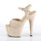 Босоніжки Pleaser Adore-709FS *7 дюймів на підборах, 2 3/4 дюйма з ремінцем на щиколотці з обгорнутою підошвою, бежеві