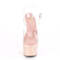 Босоніжки Pleaser Adore-708LG *7 дюймів на підборах, 2 3/4 дюйма з ремінцем на щиколотці PF, з блискітками на підошві, прозорі/рум'яні