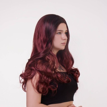 Перука довга хвиляста Fetish Hair балаяж бордо, 65 см