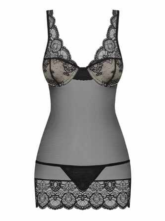 Сорочка эротическая с кружевом Obsessive Сhemise 853-CHE-1 белая, L/XL