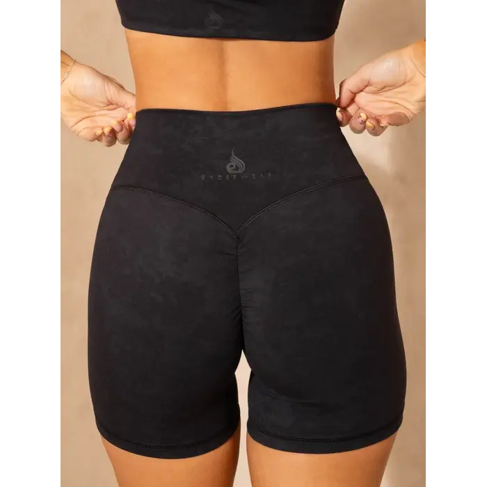 Шорты Ryderwear NKD Stonewash Crossover Scrunch Shorts - Black Stonewash