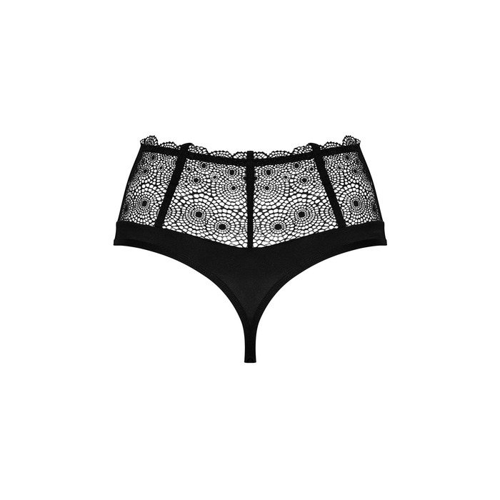 Трусики стринги с завышенной талией Obsessive Sharlotte, черный, S/M
