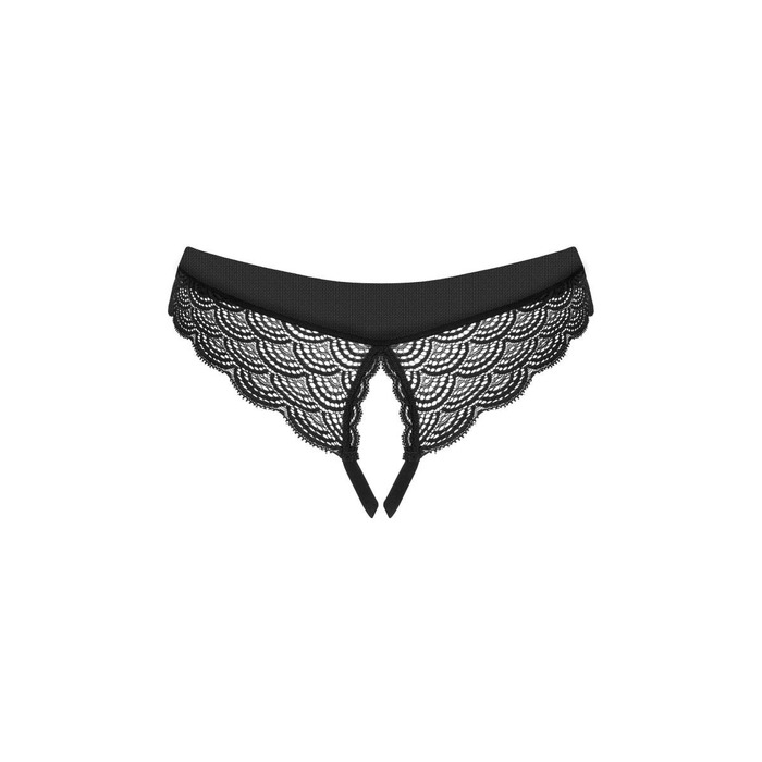 Трусики с открытым доступом Obsessive Chemeris кружевные, черные, XS/S