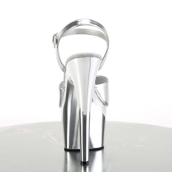 Босоніжки Adore-709 на підборах 7 дюймів, босоніжки з ремінцем на щиколотці 2 3/4 дюйма, сріблясті/сріблясто-хромовані