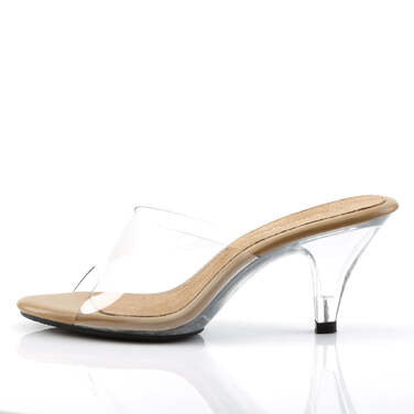 Шлёпанцы Belle-301, каблук 3 дюйма, мини-шлёпанцы PF 1/8 дюйма, бежевый/прозрачный