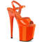 Босоножки Pleaser Flamingo-809. Каблук 8 дюймов, ремешок на щиколотке 4 дюйма. Оранжевый.