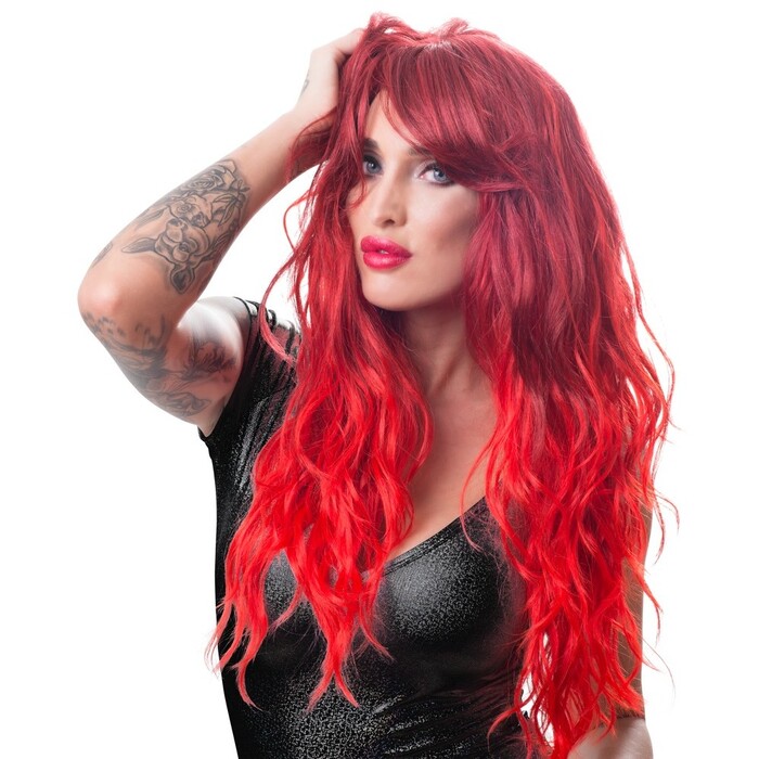 Перука з чубчиком Cottelli Wig red wavy long, червоний