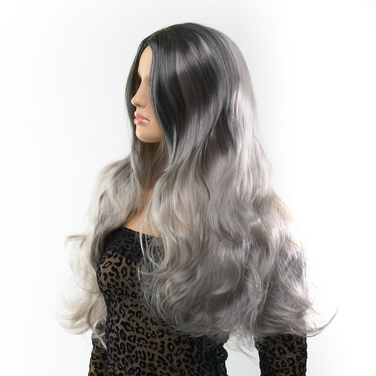 Перука довга хвиляста Fetish Hair балаяж сріблястий, 65 см