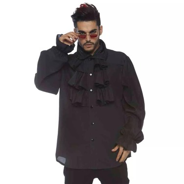 Чорна костюмна сорочка з воланами Leg Avenue M