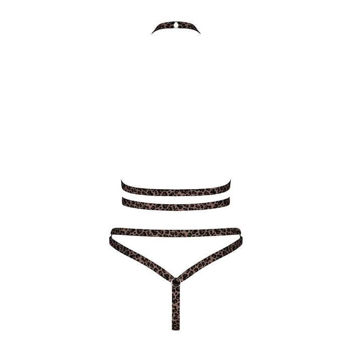 Боди с открытым бюстом Obsessive Tigrita леопардовый принт, XL/2XL