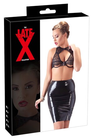 Юбка из латекса до колен LateX ROK midi черная, XL